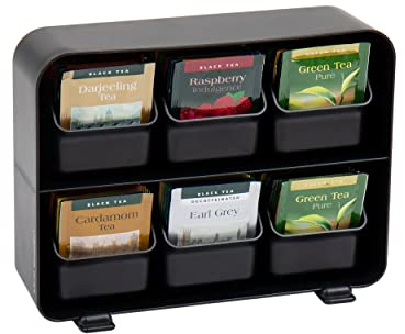 Mind Reader Clutch Porta bustine e organizer per 90+ bustine di tè, nero