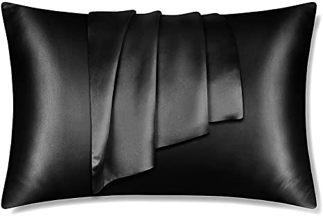 LULUSILK Seide Kissenbezug 40x80cm Schwarz, Haar- & Hautpflege, 1 Stück | 100% echte Maulbeerseide, verdeckter Reißverschluss. Atmungsaktiv, sommerkühlend. Geschenkverpackung.
