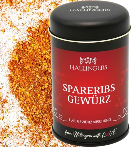 Hallingers Genuss Manufaktur Gewürzmischung Geschenk - Koch-Gewürze in edler Geschenk-Dose BBQ Saftiges Sp... für Saucen, Spare Ribs & Steaks, Geschenkidee für Frauen Männer