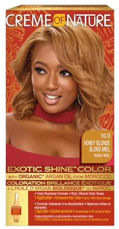 Exotic Shine Hair Color by Creme of Nature, 10.0 Honey Blonde, with Argan Oil from Morocco, 1 Application