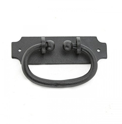 Renovators Supply Manufacturing Black Wrought Iron Cabinet Ring Pull Antique Colonial Hepplewhite Style 5-1/4 in. RSF Rust-Resistant Powder Coat Finish Mounting Hardware