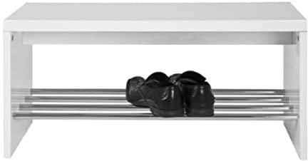 HAKU Möbel Banc chromé, Blanc, MDF, métal - Dim.: L 81 cm x H 40 cm x P 30 cm, Style: Modern