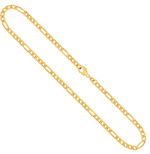 EDELIND Goldkette Herren Echtgold 3.4 mm, Figarokette diamantiert 585 aus Gelbgold, Kette Gold mit Stempel, Halskette mit Karabinerverschluss, Länge 55 cm, Gewicht ca. 14 g, Made in Germany