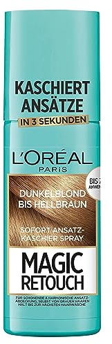 L'Oréal Paris Ansatz-Kaschierspray für stufenlose und natürliche Übergänge, Kaschiert Ansätze bis zur nächsten Haarwäsche, Magic Retouch, Dunkelblond bis Hellbraun, 1 x 75 ml