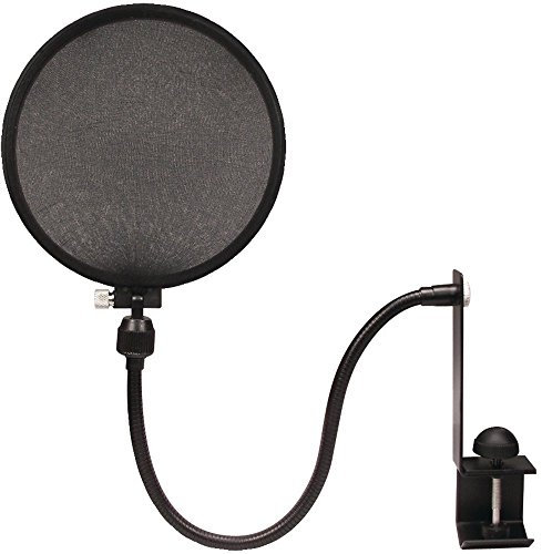 Nady 6-Inch Clamp On Microphone Pop Filter Wind Screen with Flexible Gooseneck and Metal Stabilizing Arm (SPF-1)