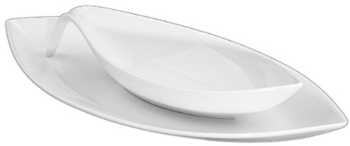 Holst Porzellan BAT 134 SET 2 Porzellan Schale 34 cm Servierset 2-teilig Bateau Switch, weiß, 44.5 x 22.5 x 8 cm