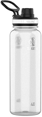 Takeya Tritan Water Bottle with Spout Lid - Durable Dishwasher-Safe Water Bottle - Simple, Modern Bottle - Reusable Water Bottle with Leak-Proof Lid - 40 oz, Clear