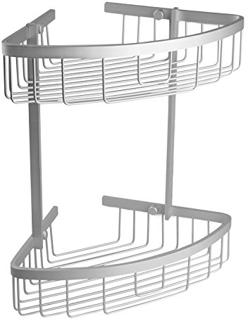 TATAY Estanteria Ducha Esquina Aluminio 2 Alturas | Incluye Tornillos | Compatible Sistema Sin Taladro (Quick Fix) | Resiste Humedad y Corrosión | Moderno | Fácil Drenaje | 22 x 22 x 32cm - Modelo Ice