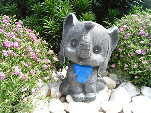 STEINFIGUREN SPICKER Steinfigur Elefant, 134/1.2 Gartenfigur Steinguss Tierfigur Basaltgrau/Blau