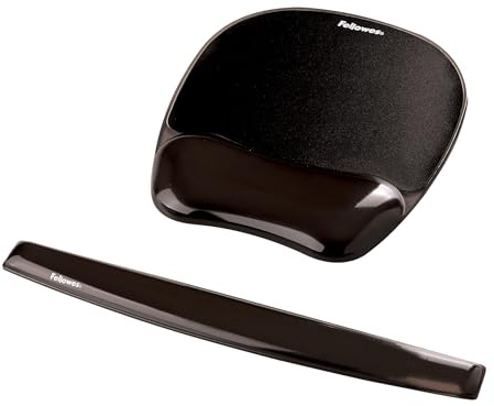 Fellowes Crystals Gel Tastatur Handgelenkauflage - schwarz & Mauspad mit Handgelenkauflage Crystals, mit Gelfüllung, ergonomisch, abwaschbar, schwarz