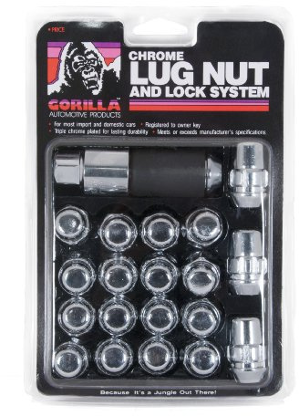 Gorilla Automotive 91743 Acorn Bulge Chrome Lug Nut and Lock System (14mm x 1.50 Thread Size)