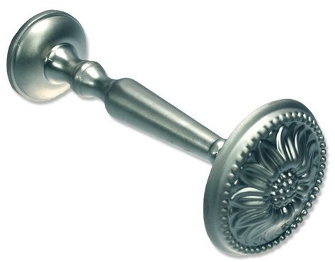 INTERDECO Raffhalter und Schalhalter, aus Metall, Chrom matt, Motiv Blume, Dekorationshaken und Gardinenhaken zum Raffen von Gardinen und Vorhängen, Typ 9001021