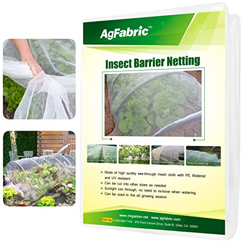 Agfabric Garden Netting 6.5'x100' Insect Pest Barrier Bird Netting for Garden Protection,Row Cover Mesh Netting for Vegetables Fruit Trees and Plants,White