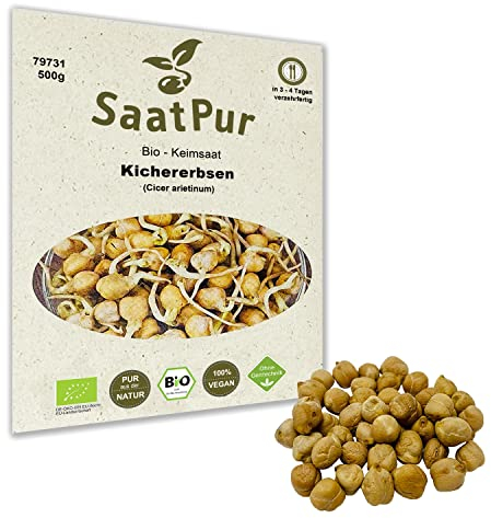 500g BIO Keimsprossen Kichererbse Sprossen Kressesamen Mikrogrün Microgreens Sprossenanzucht