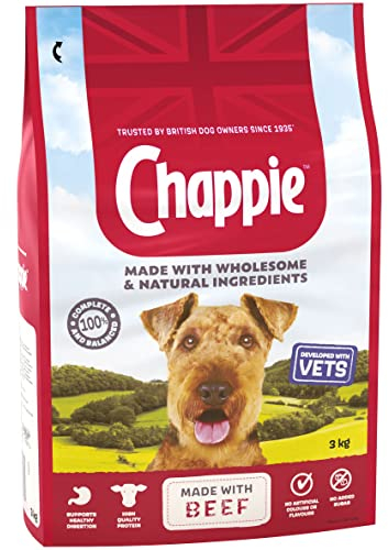 Chappie - Dry Dog Food for Adult Dogs - with Beef and Wholegrain Cereal - 3 kg