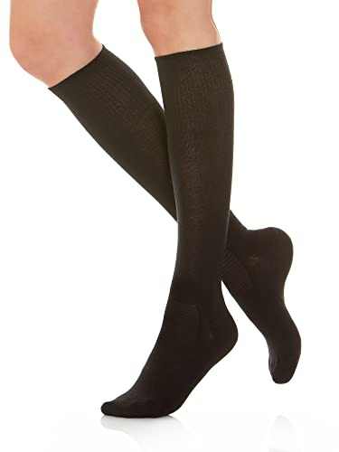 Relaxsan 560L (Noir 5/XL) Chaussettes Diabétiques, Homme Femme, Longues, sans Élastique, sans Couture, pour Pieds Sensibles, Coton et Crabyon