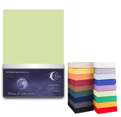 Moon Boxspringbett Spannbetttuch Spannbettlaken 190g/m² 180x200-200x220 Line Silver 50cm Steg-Kiwi