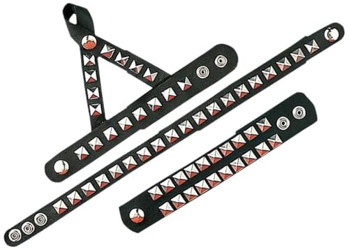 W WIDMANN MILANO Party Fashion - Rocker Accessoire Set | 3-teilig mit Armband, Halsschmuck und Fingerarmband im Lederlook für Punk, Karneval und Mottoparty