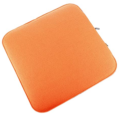 Luxflair Filz Sitzkissen 6er Set in orange/dunkelgrau zum Wenden, waschbare Stuhlauflage mit Füllung inkl. Reissverschluss. Sitzauflage für Bank und Stuhl, Sitzpolster/Filzauflage weich gepolstert