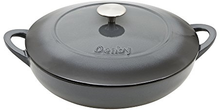 Denby - Halo Black Cast Iron Casserole Dish Shallow - Dutch Oven, Oven Safe Pot, Enamelled - 30cm, 3.65L Capacity