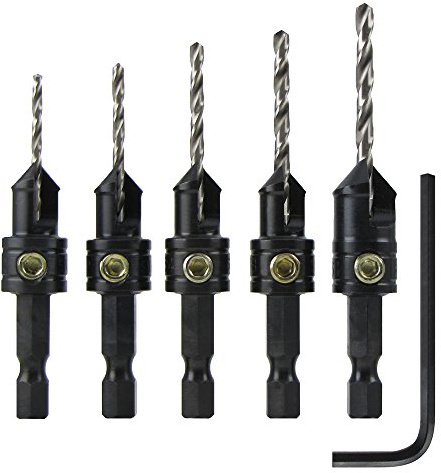 Snappy 5pc Gold Screw Countersink Drill Bit Set 5/64-9-64 USA