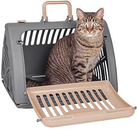 SPORT PET Designs Travel Cat Carrier Front Door Plastic Collapsible, Large