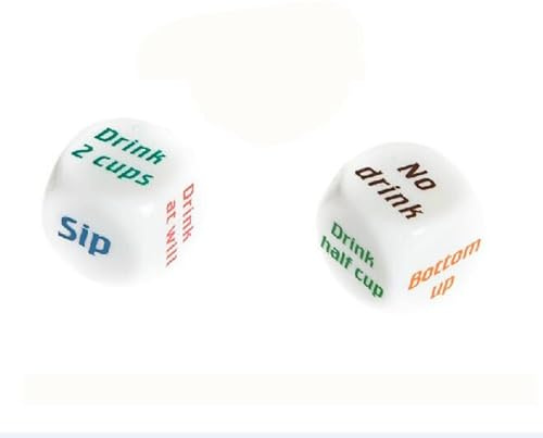 SmartDealsPro Drinking Dice Instructions on each face Fun Party Game Last man Standing Wins (set of 2)