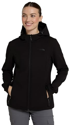 Mountain Warehouse Exodus Womens Softshell Jacket - Breathable, Adjustable, Water & Wind Resistant Ladies Coat - For Spring, Summer, Walking, Everyday wear Black Women's Size 18