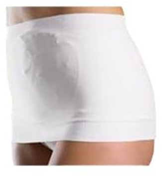 Corsinel StomaSafe Plus zweilagige Bauchbinde zur sicheren Fixierung des Stomabeutels I flexibles Bauchband mit extra Stützwirkung bei erhöhter Aktivität I einfacher Zugang zum Stoma, weiß M/L