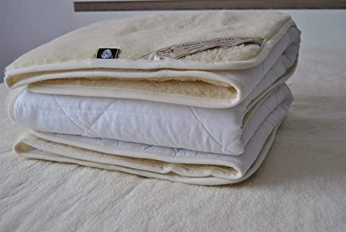 Merino Wool Ropa de cama natural de lana para colchón, sábana de forro polar, producto natural, temporada**, manta reversible de lana, correas de esquina, 90 x 190 cm