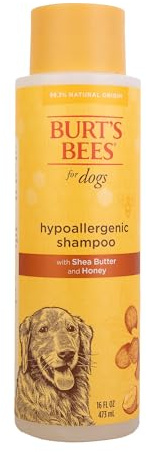 Burt's Bees for Pets Hypoallergenic Dog Shampoo with Shea Butter and Honey, Gentle Fragrance Free Shampoo for Sensitive Dogs with 95% Natural Origin Skin and Coat Formula, 16 Fl Oz