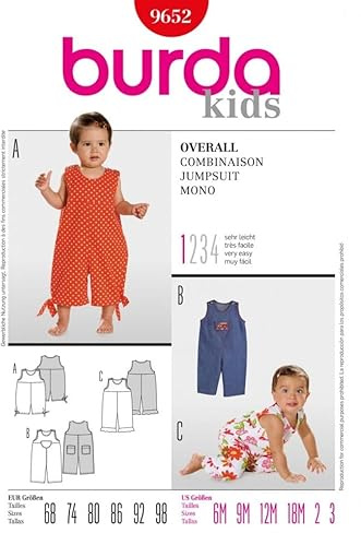 Burda Toddlers Easy Sewing Pattern 9652 Dungarees Jumpsuit