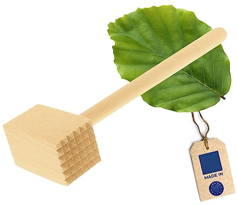 HOFMEISTER® Marteau à viande en bois naturel, 28 cm, sans plastique, produit en UE, aplatisseur stable pour escalopes et viandes, marteleur de viande massif