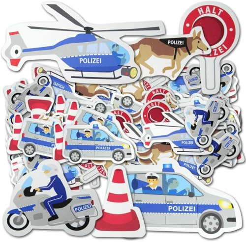 24 Stück XXL Konfetti Polizei als Tischdekoration für Kindergeburtstag und Mottoparty | Kinder Geburtstag Party Deko Police Tischdeko