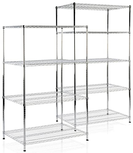 casa pura Schwerlastregal Lagerregal - dekoratives Schraubregal Gitterregal - Metallregal pro Boden bis 150 kg belastbar - Regal aus verchromtem Stahl (5 Böden - 90(B) x45(T) x200(H) cm) Himalaya