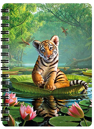 3D LiveLife Jotter - Tigerlilja från Deluxebase. Linskulär 3D Stor Katt A6 Spiralbok med vanligt återvinningspapper. Konstverk licensierat från den kända konstnären Jerry LoFaro.