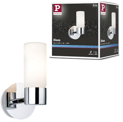 Paulmann 70839 Wandleuchte Eleon Max. 33 Watt IP44 Wandlampe Chrom, Satin Wohnzimmerlampe Metall, Glas Flurlampe G9