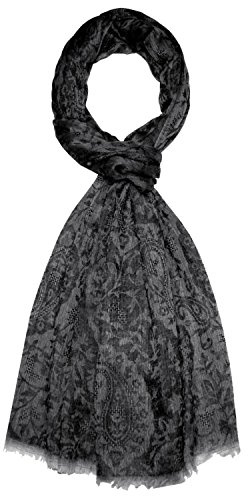 Lorenzo Cana herr pashmina kashmirhalsduk 100 % kashmir jacquard vävd paisley-mönster halsduk halsduk kashmirduk kashmirpashmina, GRÅ, 70 x 200 cm