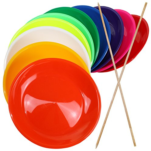 SCHWABMARKEN 2 Jonglierteller Bunt mit Holzstab - Jonglierteller mit Holz- oder Kunststoffstab in vielen verschiedenen Mengen und Farben