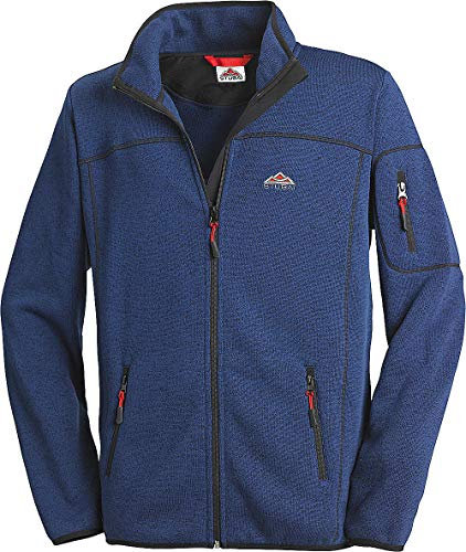 Stubai - Strick Fleecejacke Herren/Strickjacke mit Fleece Innenseite für Outdooraktivität, Strick Fleece Jacke mit Stehkragen und Reißverschluss ,Dunkelblau-melè,L