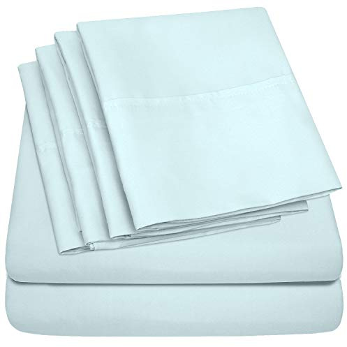 Cal King Size Bed Sheets - 6 Piece 1500 Supreme Collection Fine Brushed Microfiber Deep Pocket California King Sheet Set Bedding - 2 Extra Pillow Cases, Great Value, California King, Aqua
