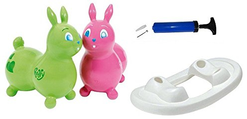 Raffy Komplett-Set, Hüpftier + Schaukel + Pumpe von ATC. Sprungpferd Rock n Rody Cavallo Ledraplastic Gymnic (grün)