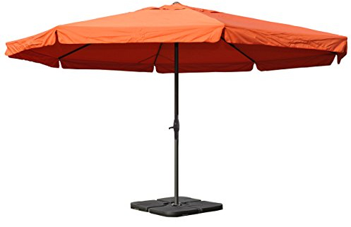 Mendler Sonnenschirm Meran Pro, Gastronomie Marktschirm mit Volant Ø 5m Polyester/Alu 28kg mit Ständer - terracotta
