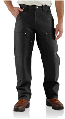 Carhartt Mens Firm Duck Double- Front Dungaree B01 Work Utility Pants, Black, 44W x 30L US
