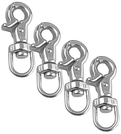 Versandbox24 4 Stück 13 mm Schnapphaken A4 Edelstahl Karabiner Wirbel Schnappkarabiner Wirbelkarabiner