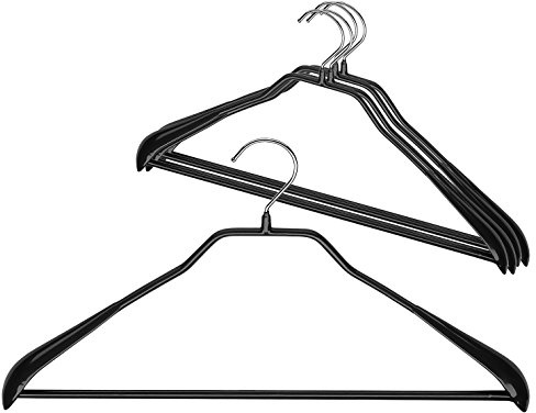 MAWA by Reston Lloyd BodyForm Serie Anti-Rutsch Platzsparender Kleiderbügel mit Stange für Hosen, 41,6 cm, Style 42/LS, 5er-Set, Schwarz