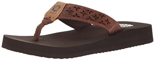 Yellow Box womens Benji Wedge Sandal, Dk Brown, 7.5 US