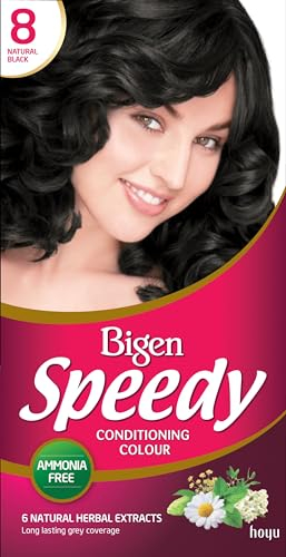 Bigen Speedy Conditioning Colour | Couvre les cheveux blancs en 10 min | Sans ammoniaque | Avec des extraits naturels de plantes - 8 Noir Naturel