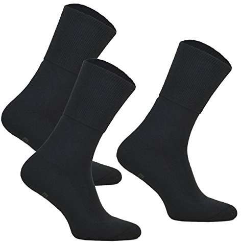 DeoMed Calzini Diabetici Uomo Donna – 3 paia MEDIC DEO COTON Calze senza elastico, extra larghi, Cotone Calzini Sanitari per Diabetici (47-49, 3 paia: Nero)