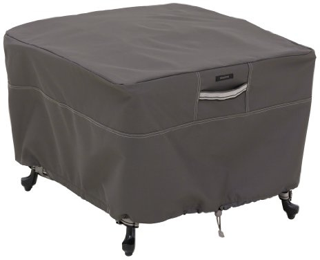 Classic Accessories Ravenna Garden Abdeckung für quadratische Gartenhocker und Beistelltische, Dunkles Taupe/Grau/Espresso (66 cm, Large)